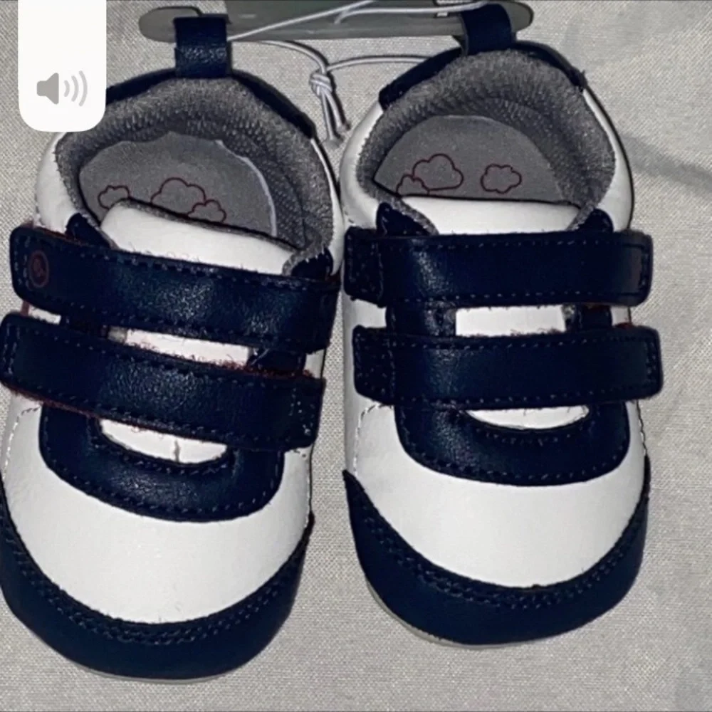 Stylish White and Blue baby Shoes size 6-12 months